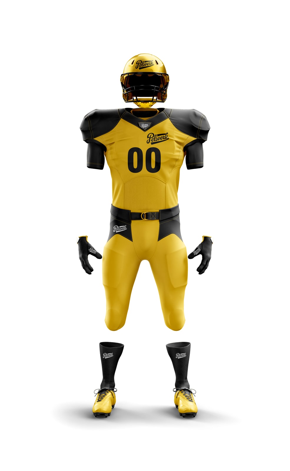 Black & Yellow American Football Kit 7 on 7