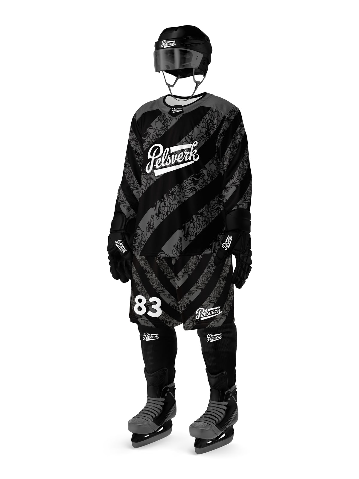 Black Navy Custom Ice Hockey Kit Design 04