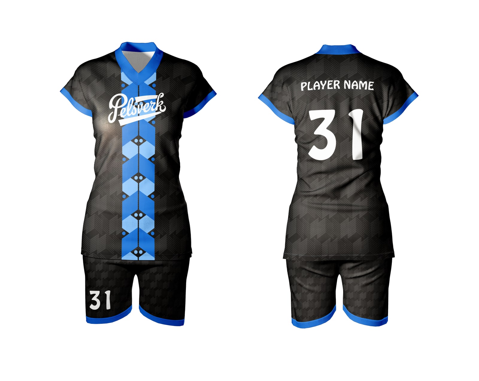 Black Navy Custom Volleyball Kit Design 02