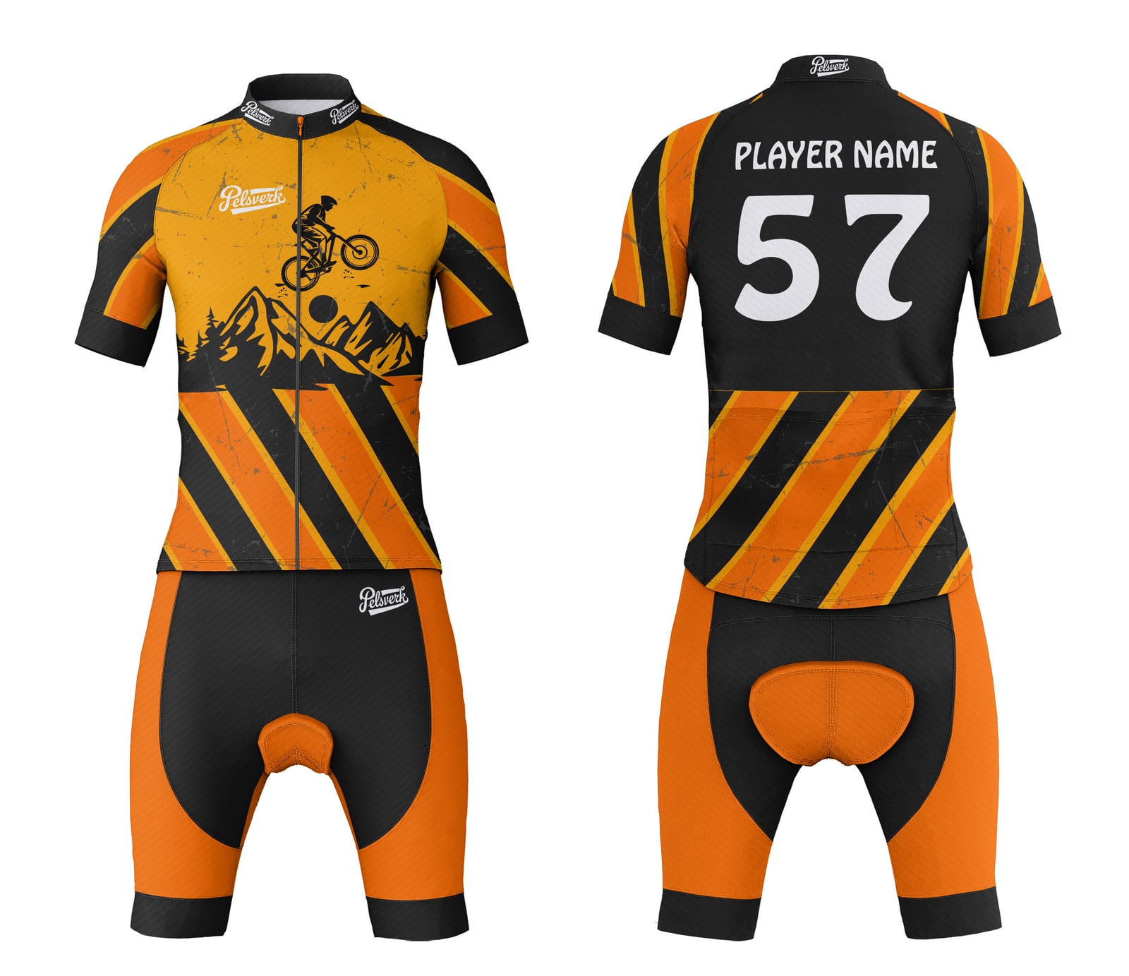 Black Orange Custom Cycling Kit Design 06