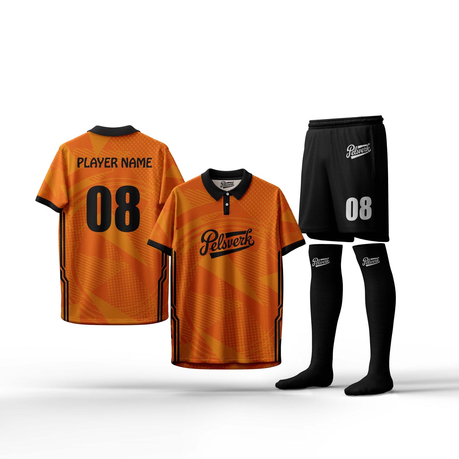 Black Orange Custom Soccer Kit Design 07