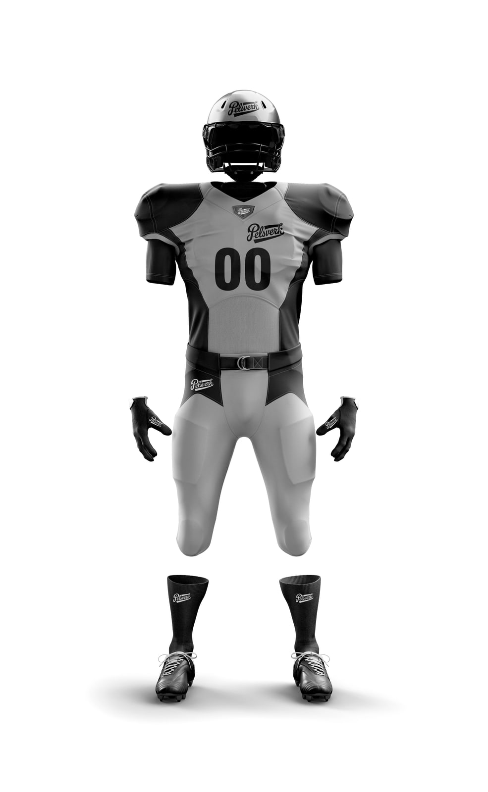 Black White Custom American Football Kit Design 05