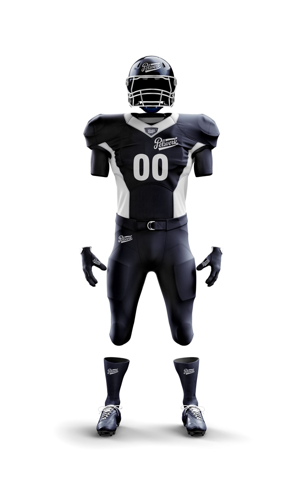 Black White Custom American Football Kit Design 14