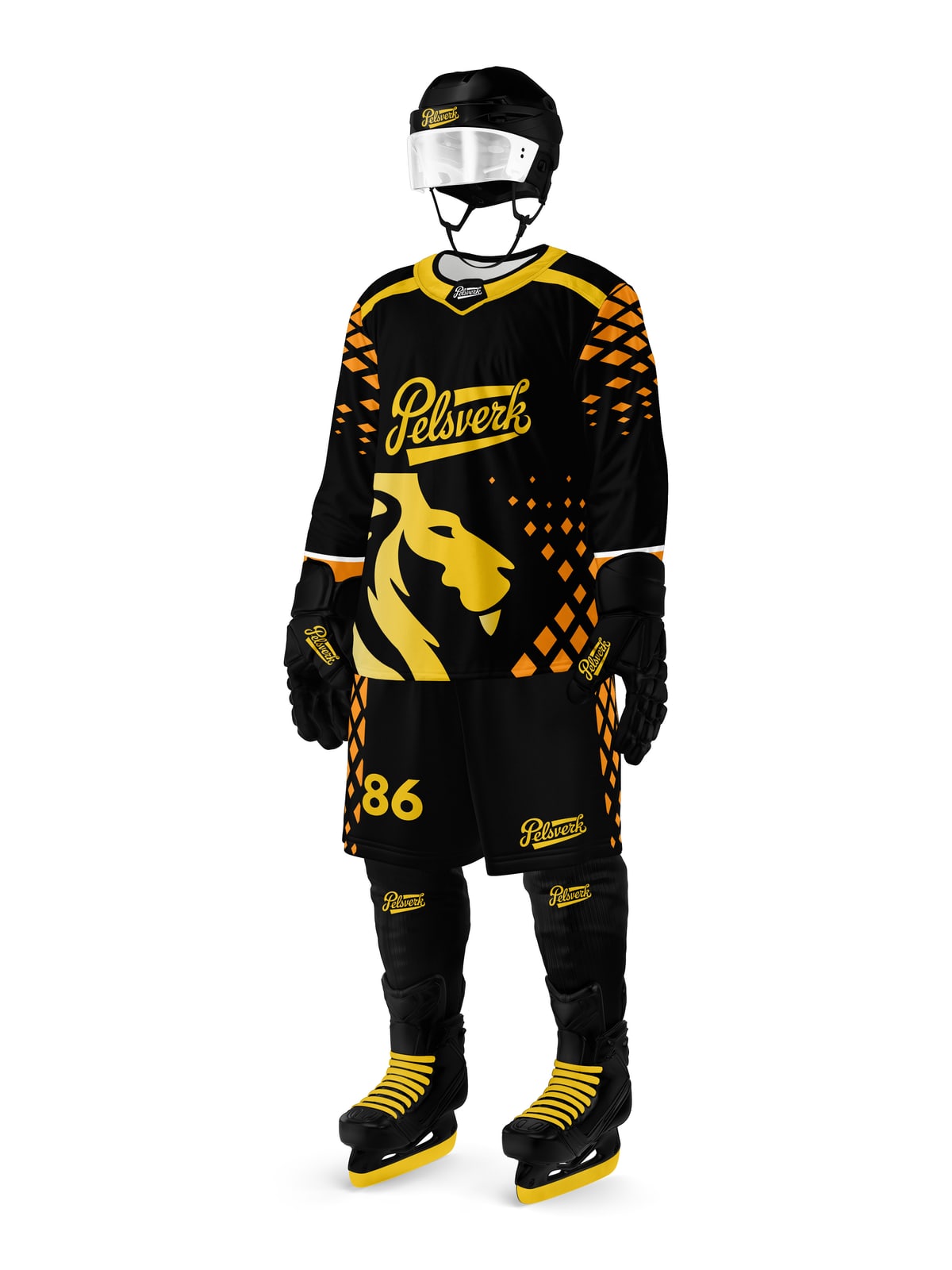 Black White Custom Ice Hockey Kit Design 08