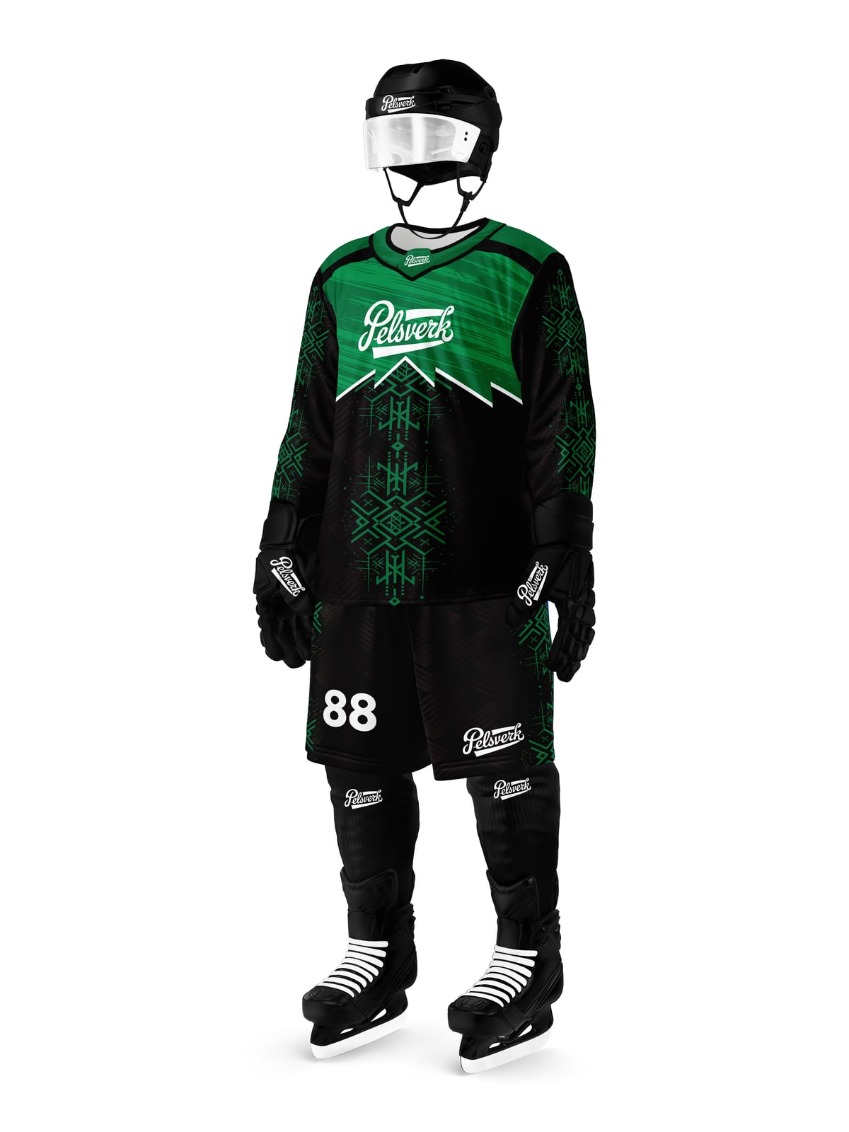 Black White Custom Ice Hockey Kit Design 10