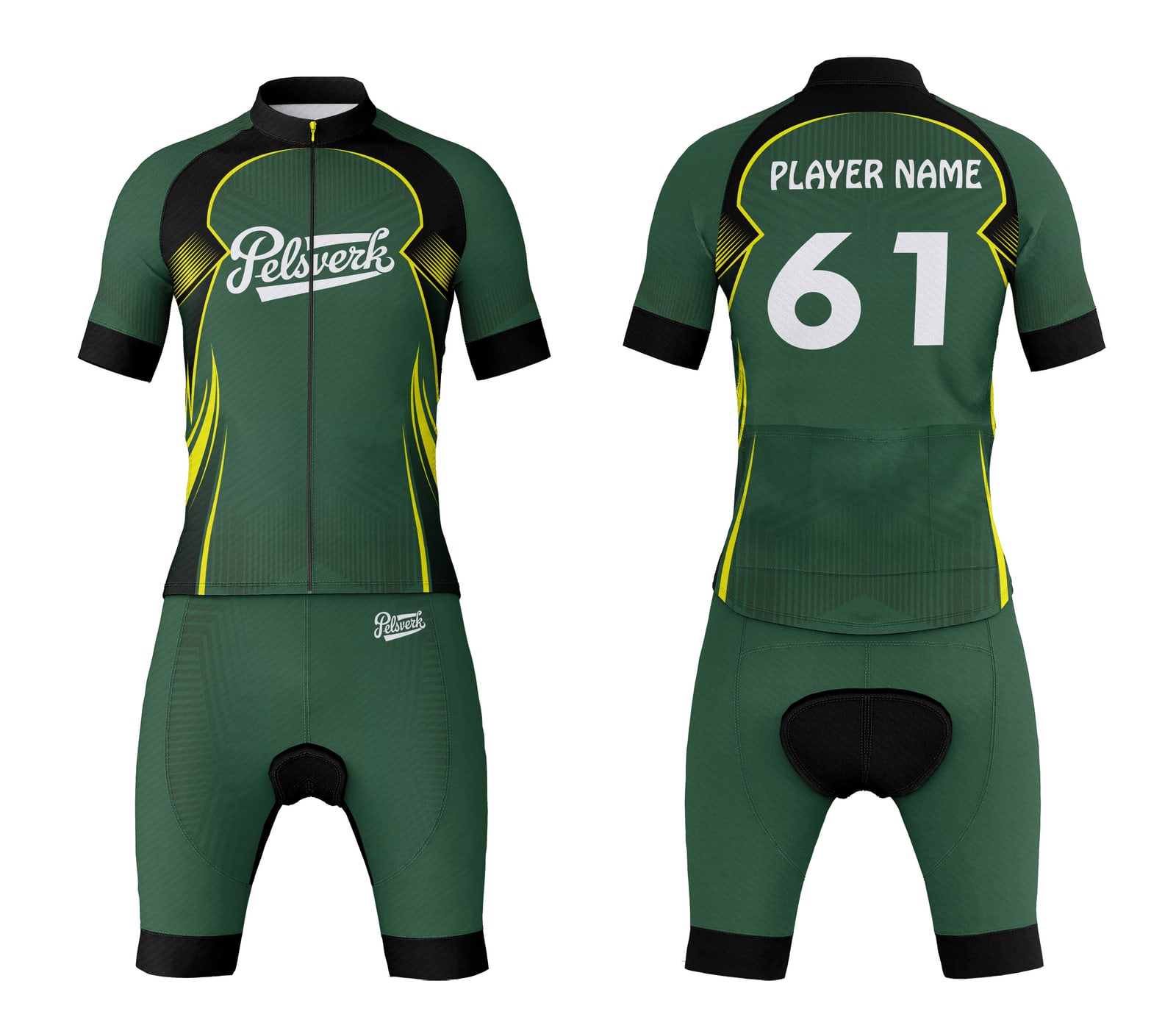 Forest Green Black Custom Cycling Kit Design 10