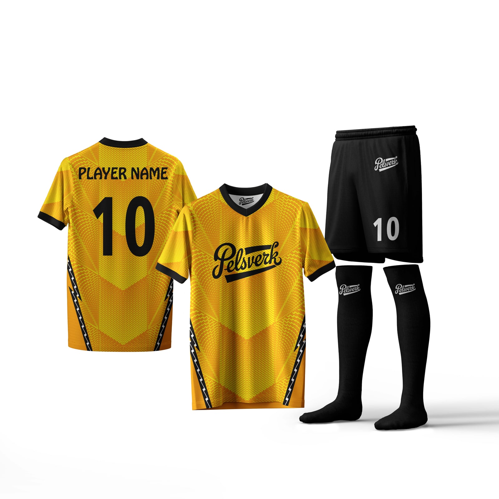 Gold Black Custom Soccer Kit Design 12