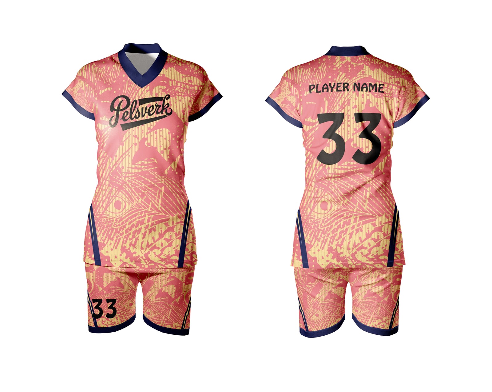 Gold White Custom Volleyball Kit Design 04