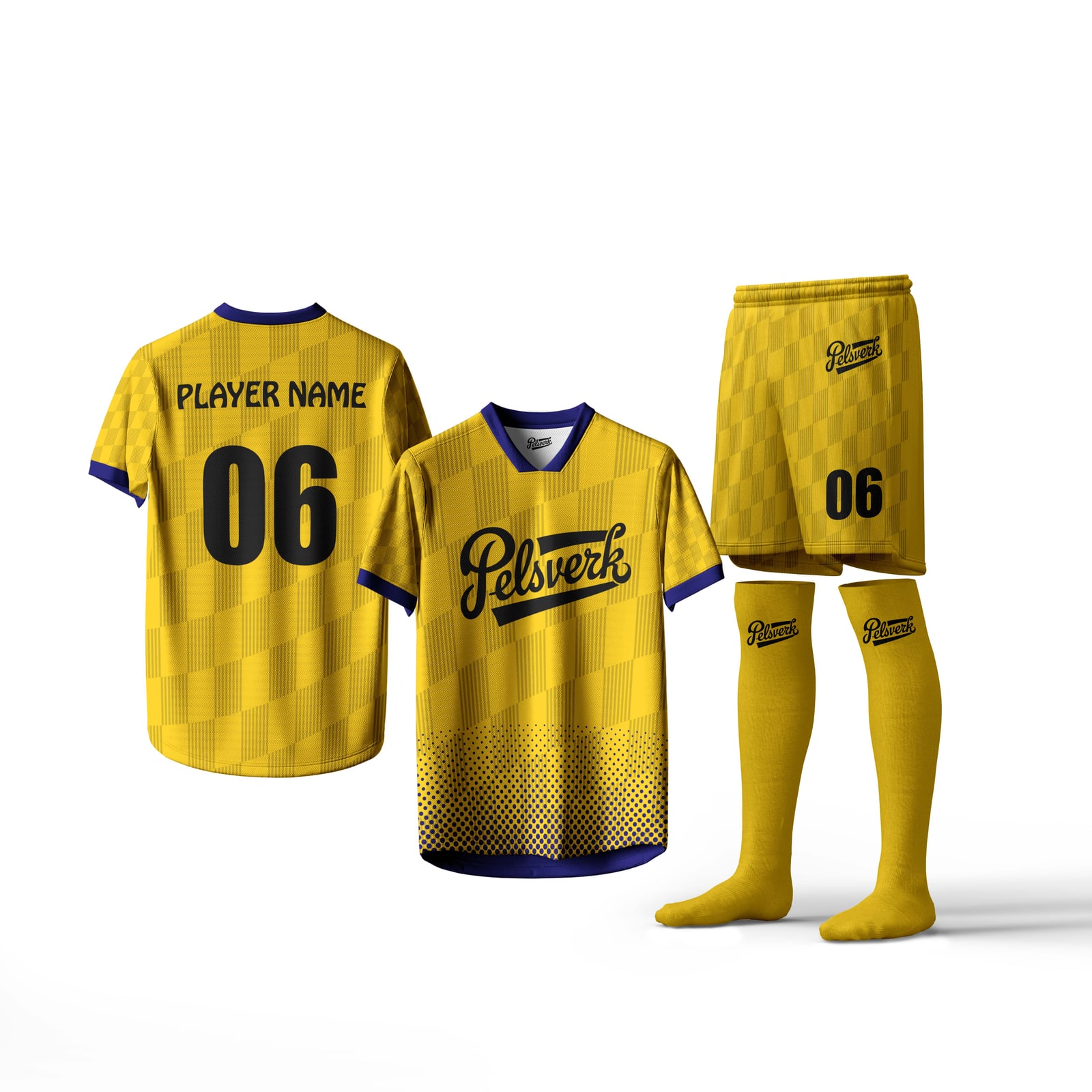 Gold Yellow Custom Soccer Kit Design 06