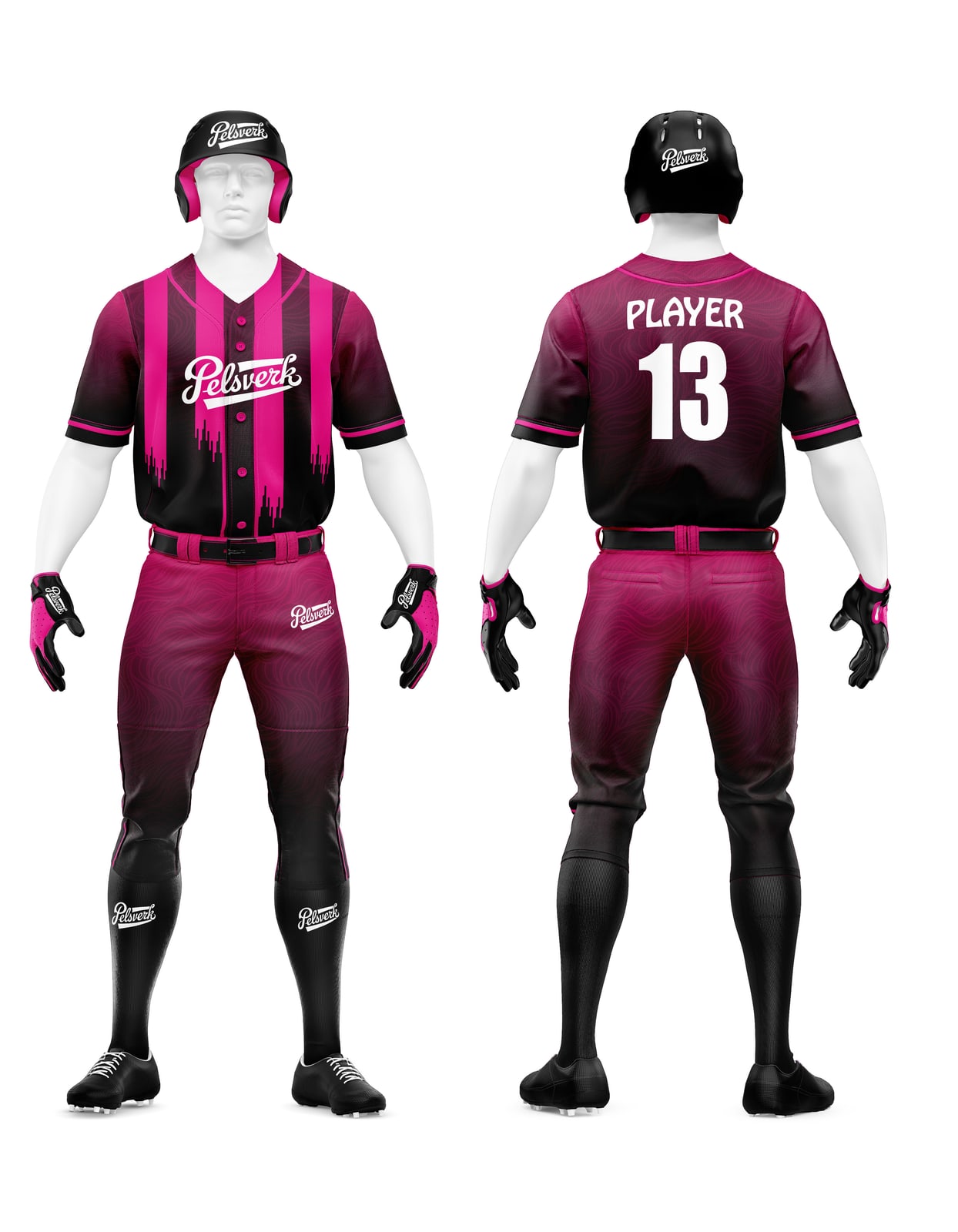 Magenta Black Custom Baseball Uniform Kit