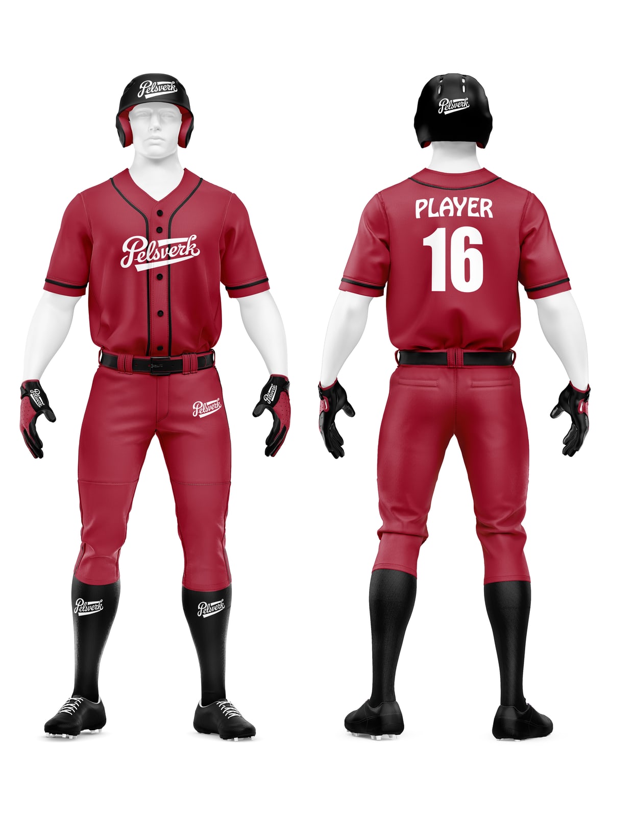 Maroon Custom Baseball Uniform Kit