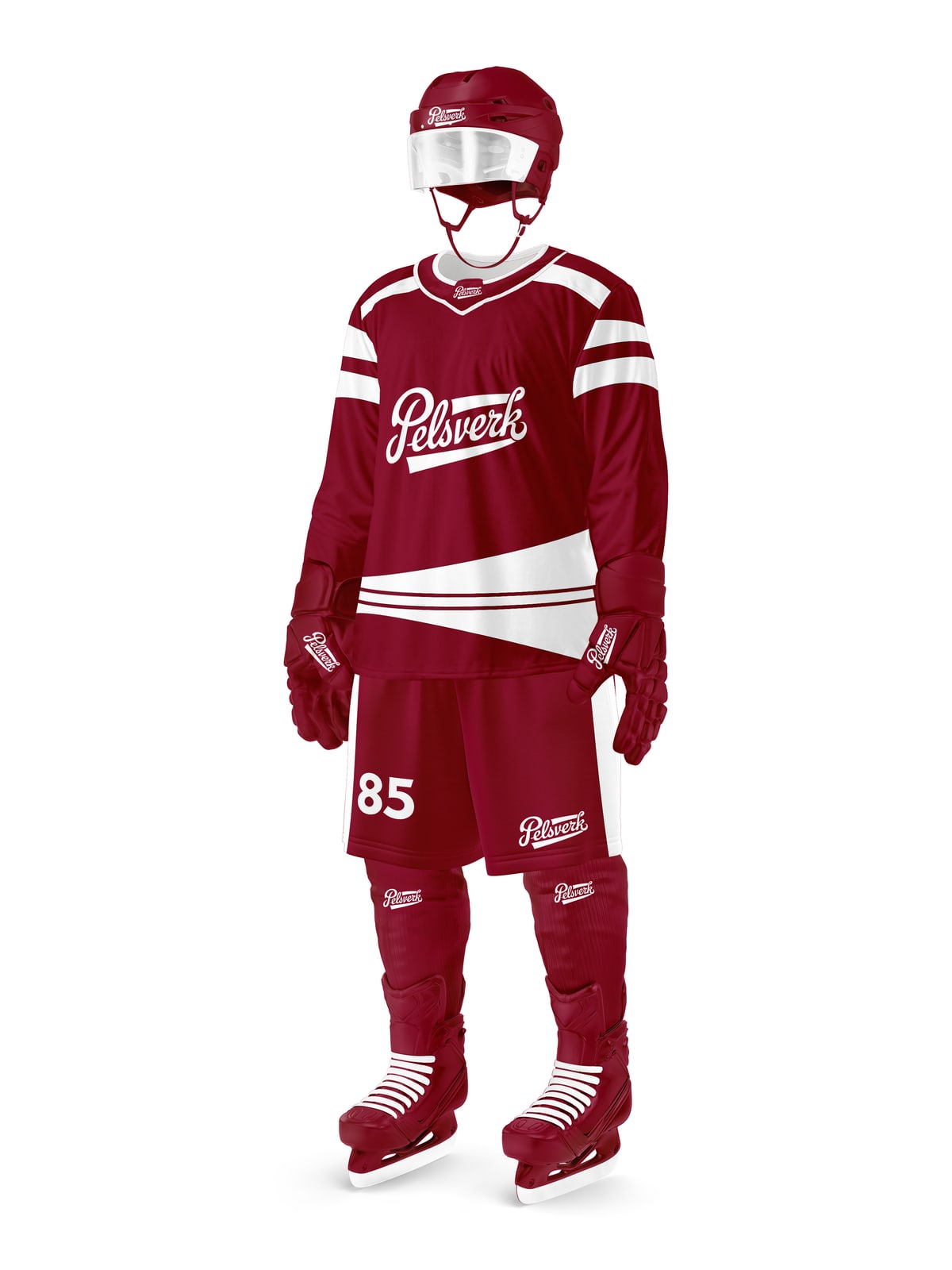 Maroon White Custom Ice Hockey Kit Design 07