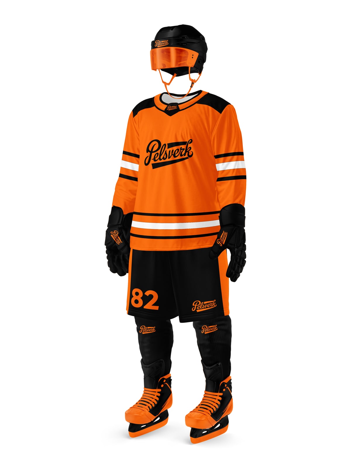 Orange Black Custom Ice Hockey Kit Design 02