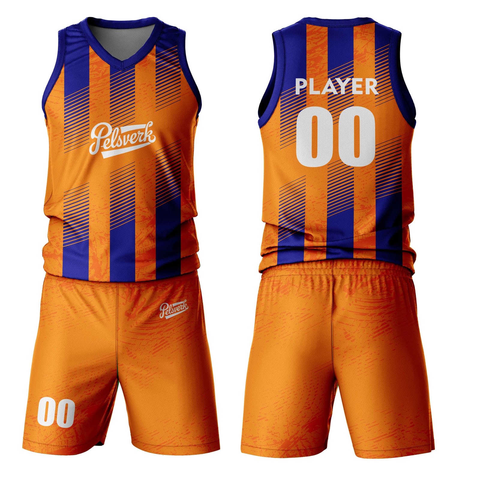 Orange Gold Custom Basketball Uniform Kit Design 09
