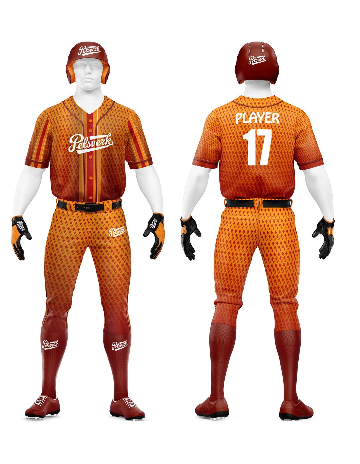 Orange Gradient Custom Baseball Uniform Kit