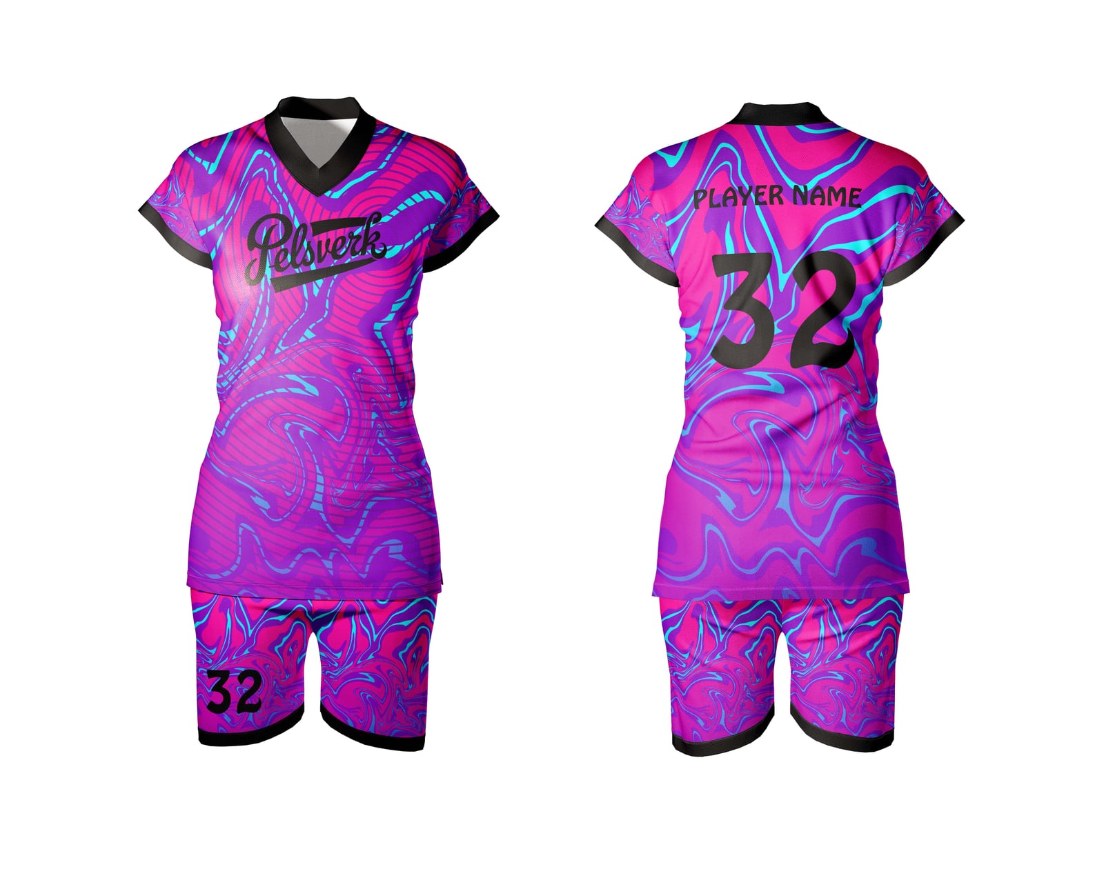 Pink Purple Custom Volleyball Kit Design 03