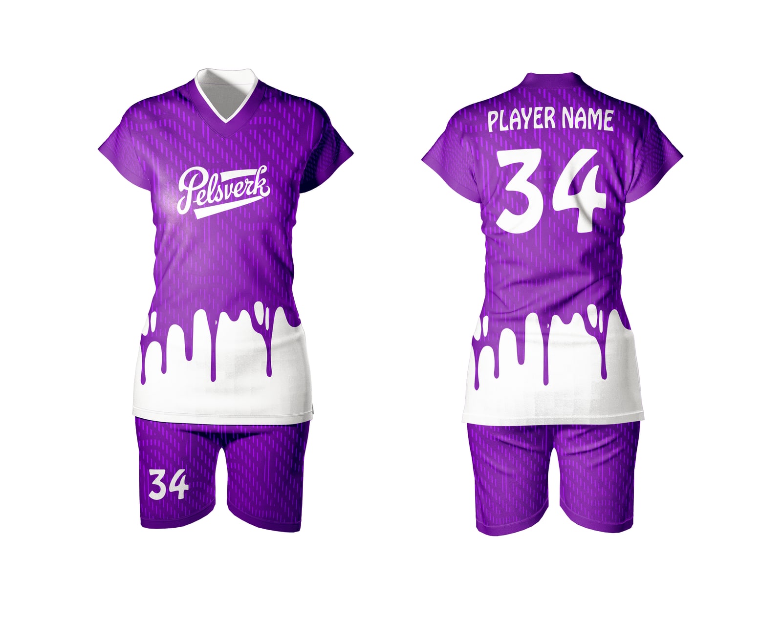 Purple White Custom Volleyball Kit Design 05