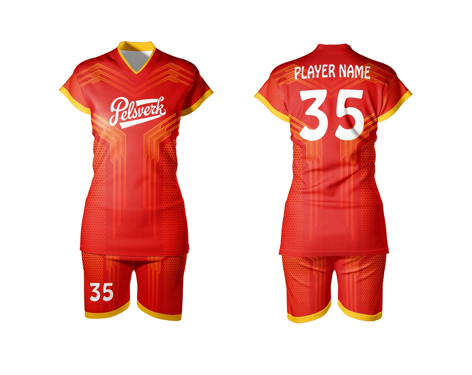 Red Orange Custom Volleyball Kit Design 06