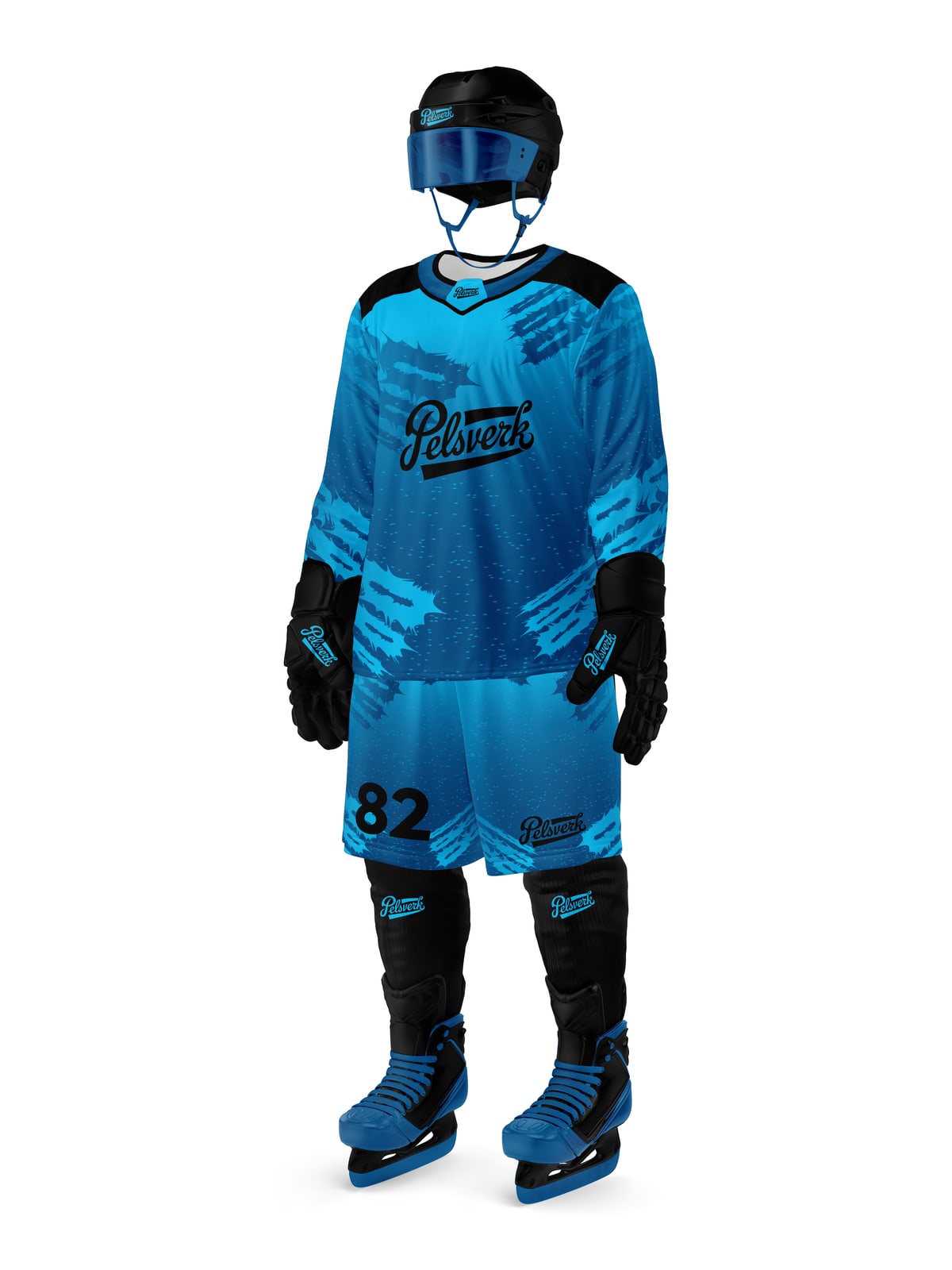 Royal Blue Black Custom Ice Hockey Kit Design 03