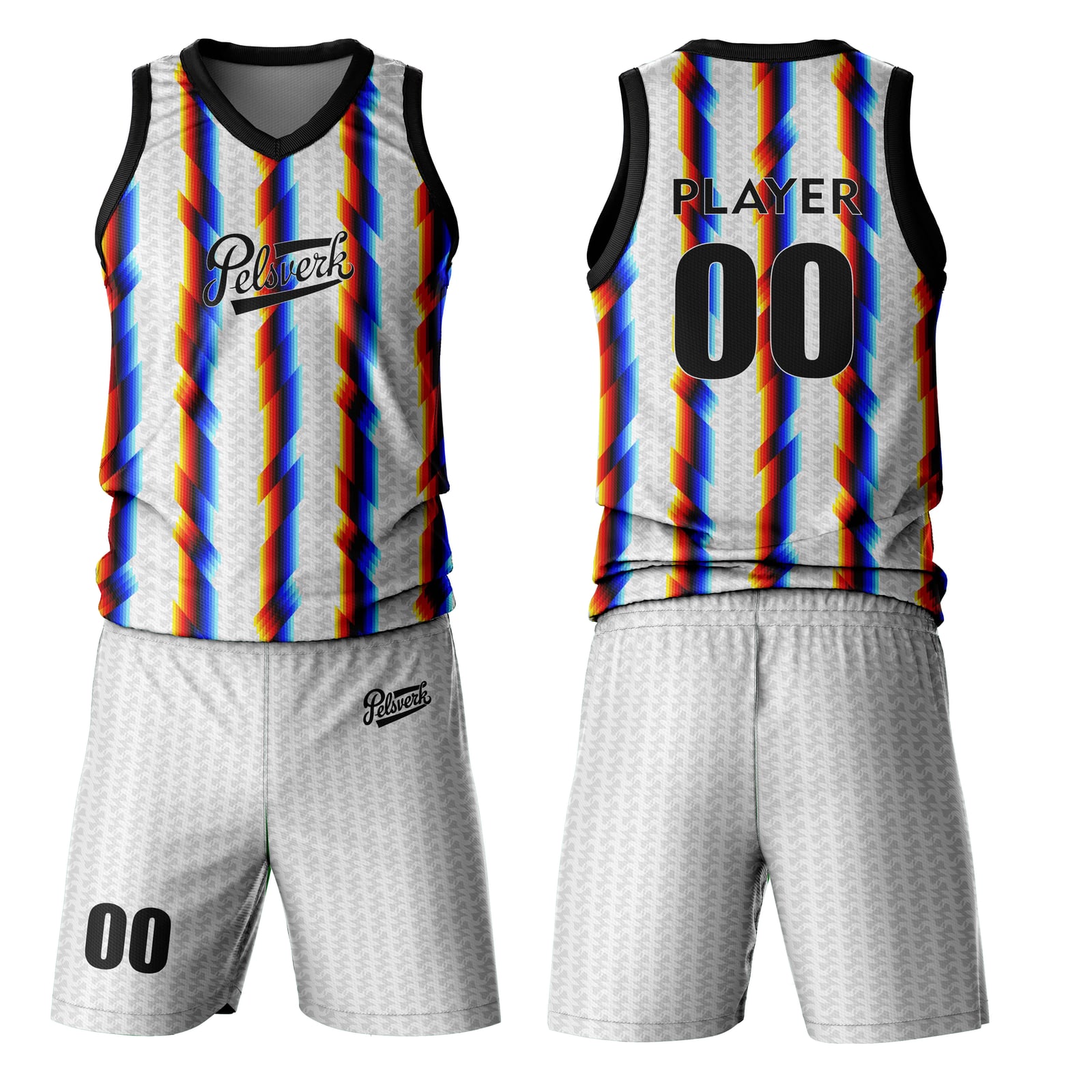 White Black Custom Basketball Uniform Kit Design 08