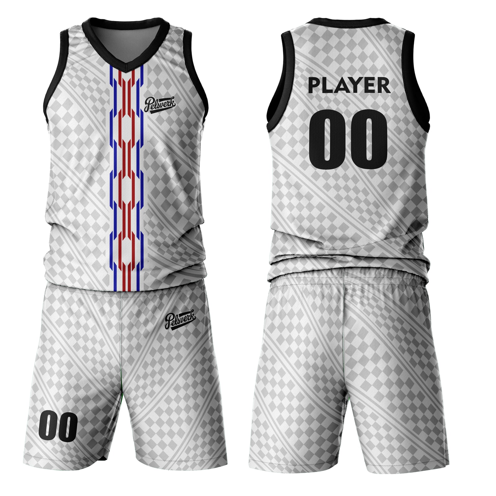 White Black Custom Basketball Uniform Kit Design 11