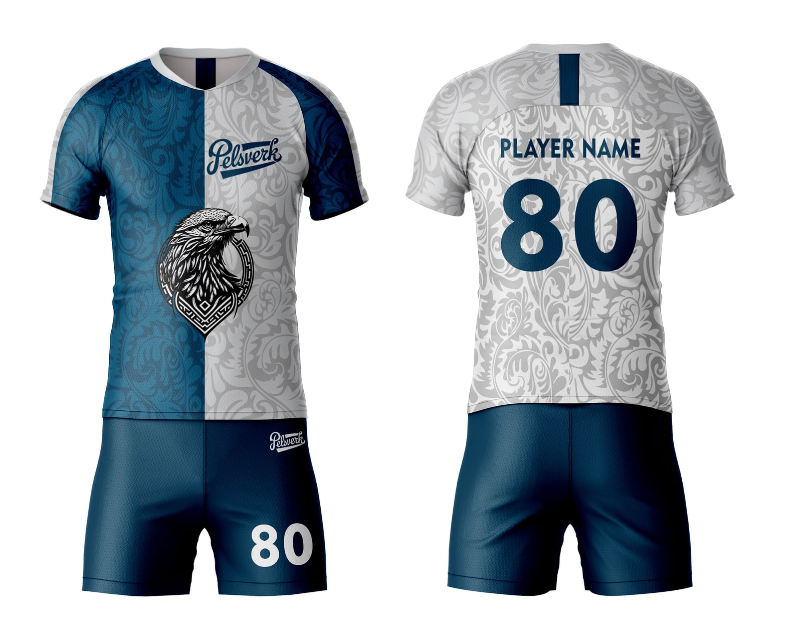White Black Custom Rugby Kit Design 09