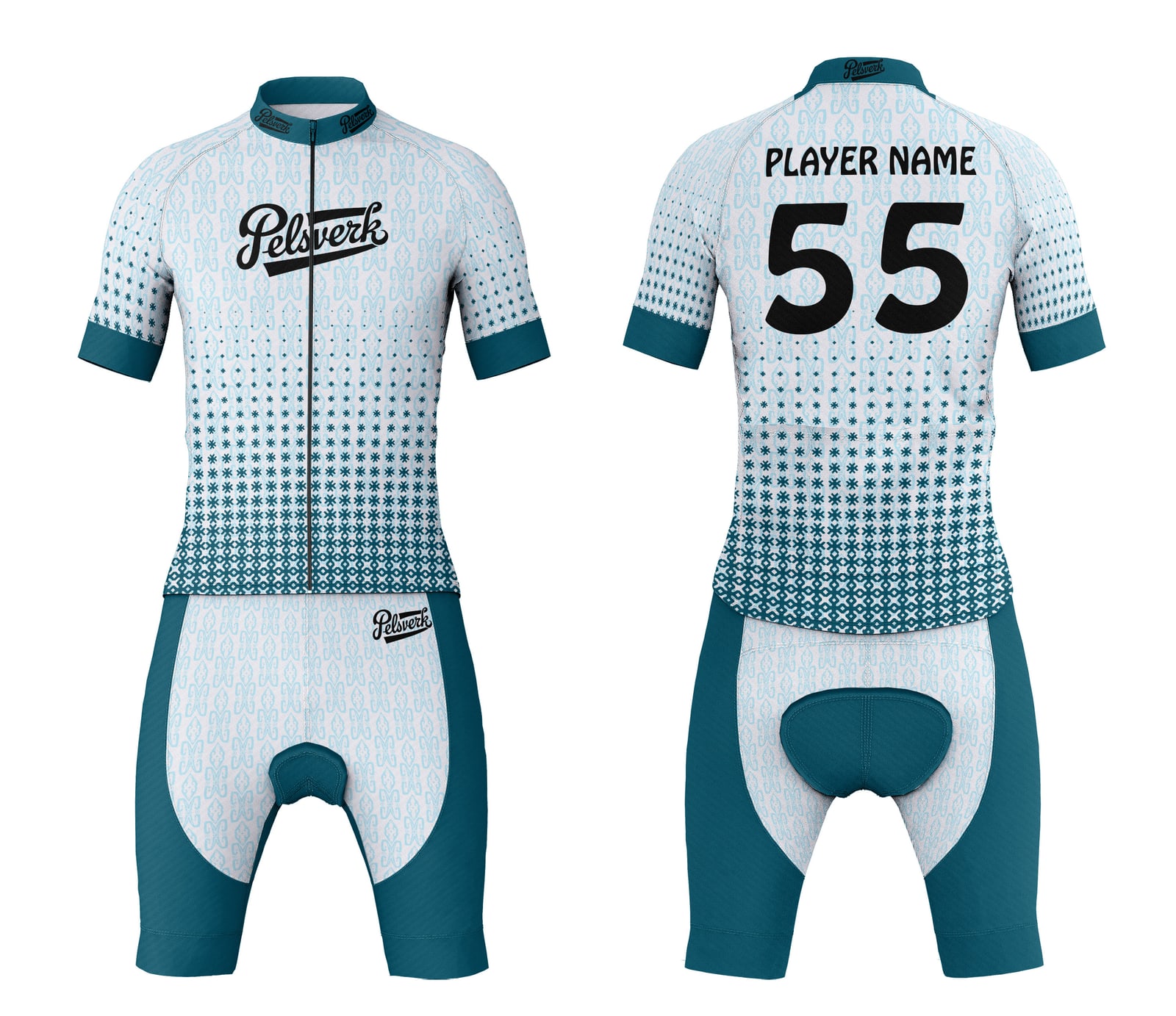 White Forest Green Custom Cycling Kit Design 04