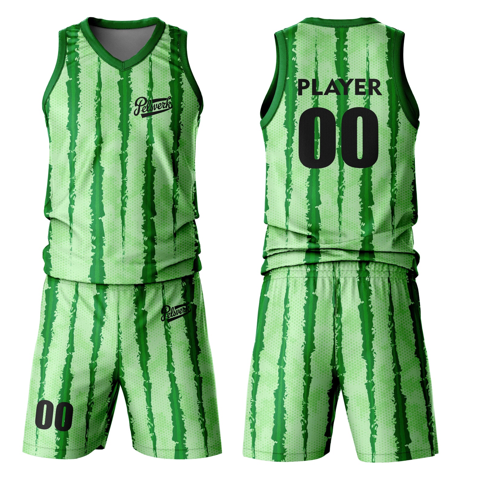 White Green Custom Basketball Uniform Kit Design 06