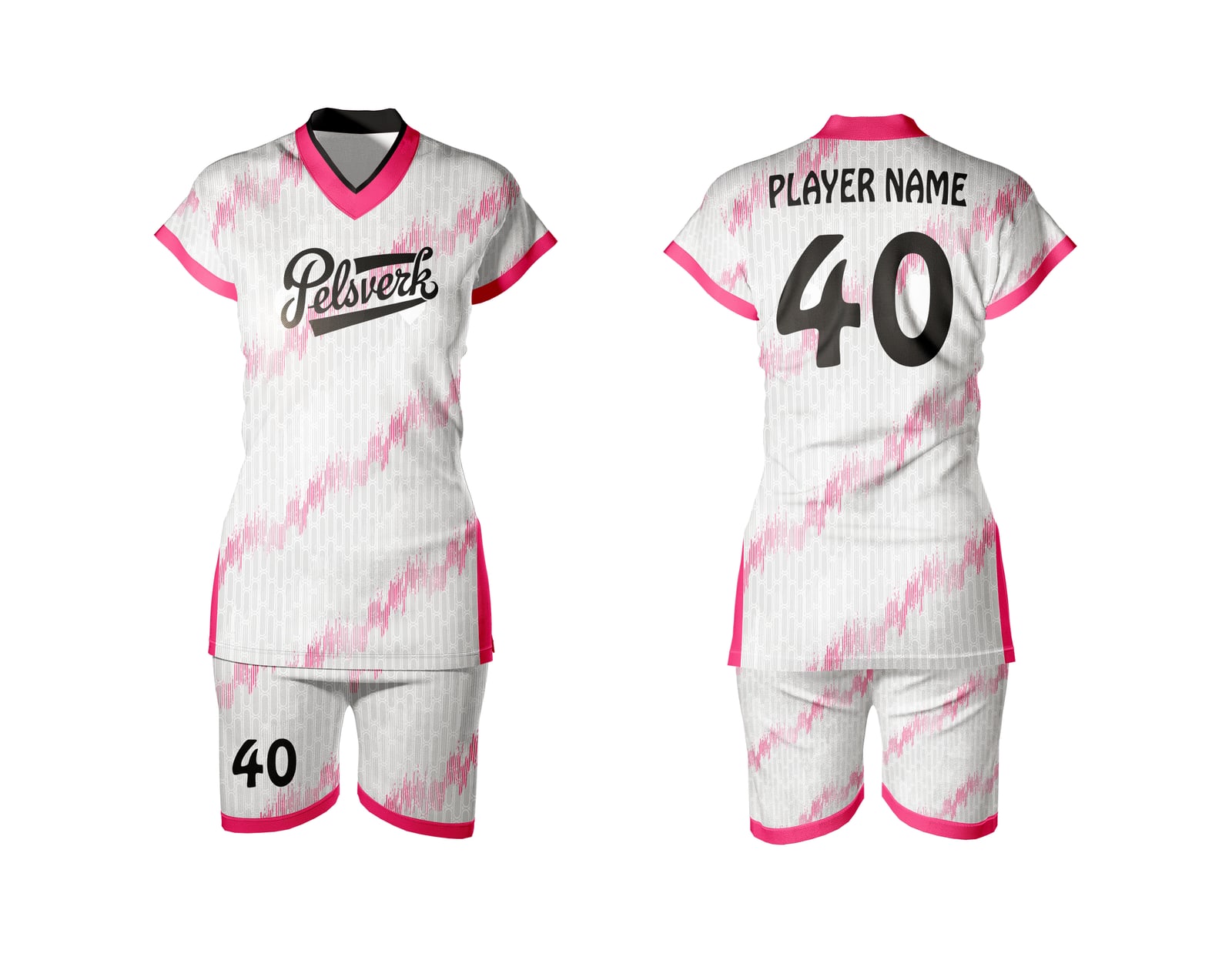 White Pink Custom Volleyball Kit Design 11
