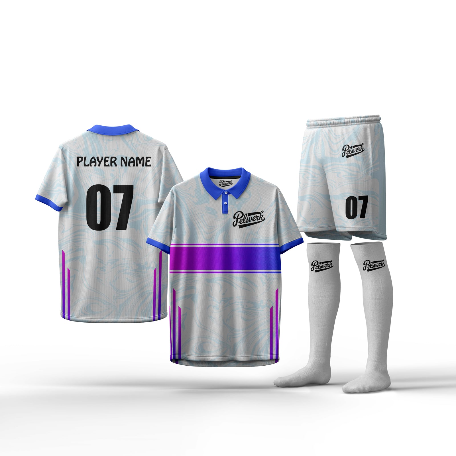 White Purple Custom Soccer Kit Design 09