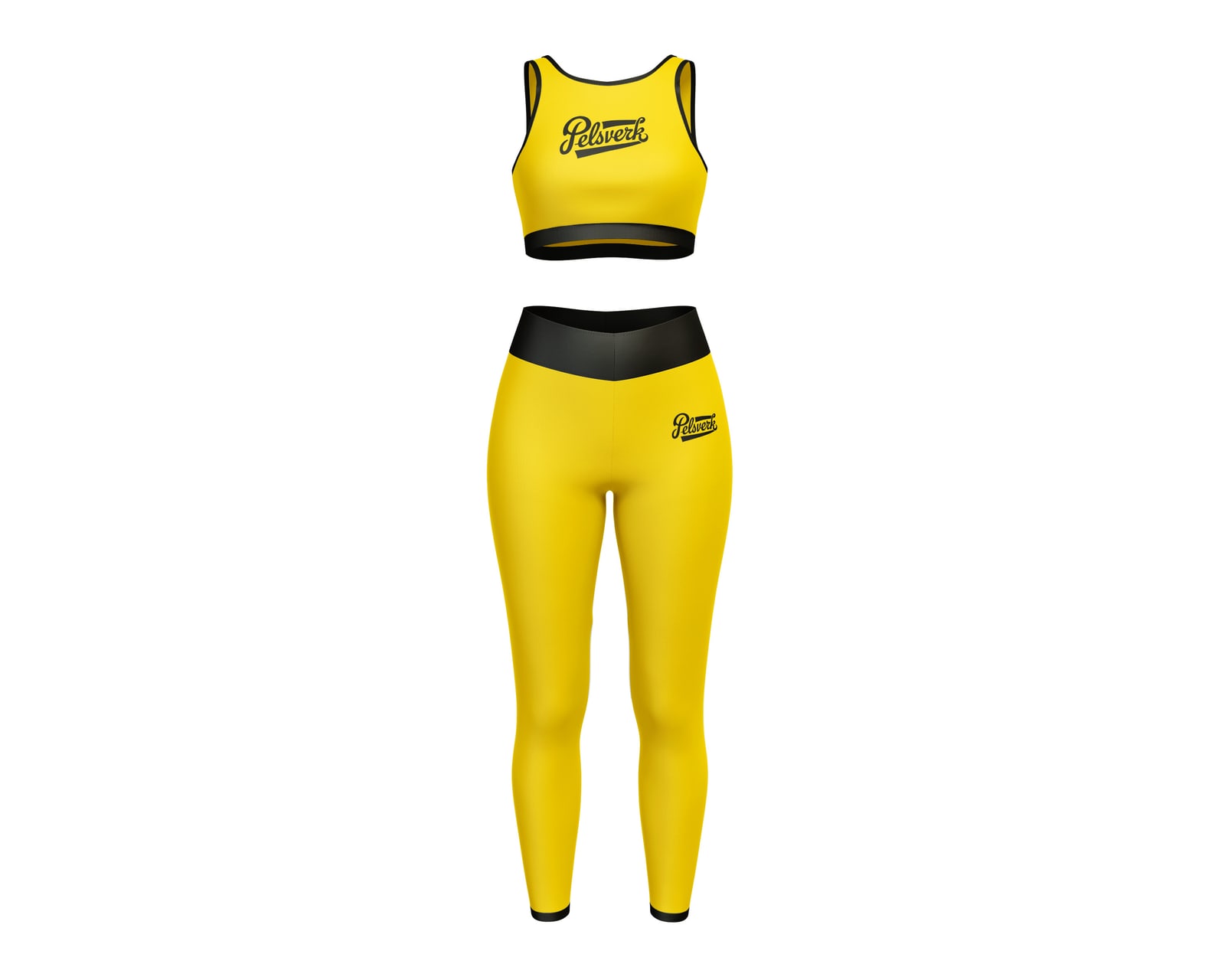 Yellow White Custom Sports Bra and Legging Set Design 02